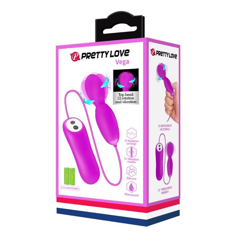 PRETTY LOVE MASSAGER DE ROTAO E VIBRAO VEGA 12 FUNoES FuCSIA