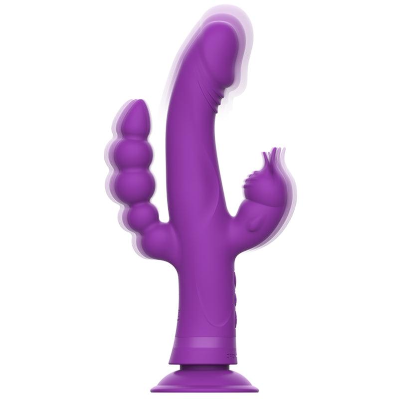 INTENSE VIBRADOR DE SILICONE CASANOVA COELHO TRIPLO MOTOR ROXO