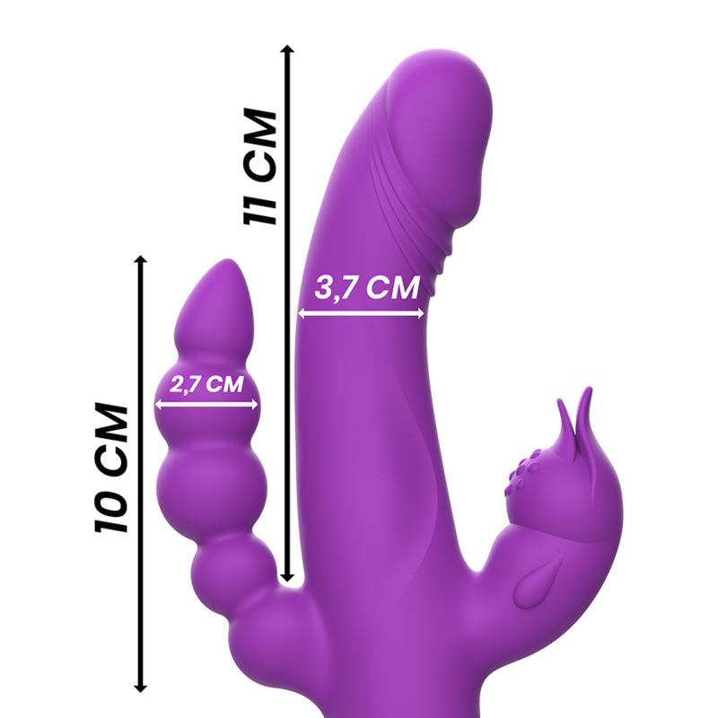 INTENSE VIBRADOR DE SILICONE CASANOVA COELHO TRIPLO MOTOR ROXO