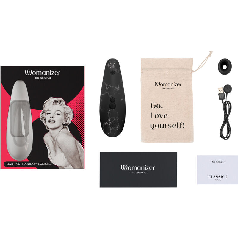 WOMANIZER MARILYN MONROE CLASSIC 2 CLITORAL STIMULATOR BLACK MARBLE