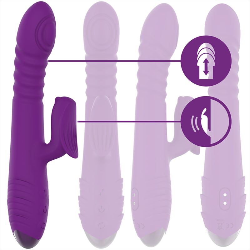 INTENSO VIBRADOR RECARREGaVEL MULTIFUNCaO IGGY PARA CIMA E PARA BAIXO COM ESTIMULADOR CLIToRICO ROXO