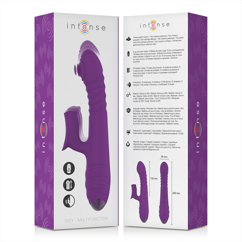 INTENSO VIBRADOR RECARREGaVEL MULTIFUNCaO IGGY PARA CIMA E PARA BAIXO COM ESTIMULADOR CLIToRICO ROXO