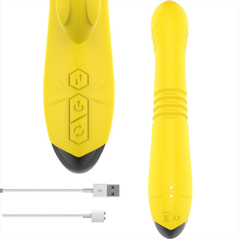 INTENSO VIBRADOR MULTIFUNCaO TOKY PARA CIMA E PARA BAIXO COM ESTIMULADOR CLIToRICO AMARELO