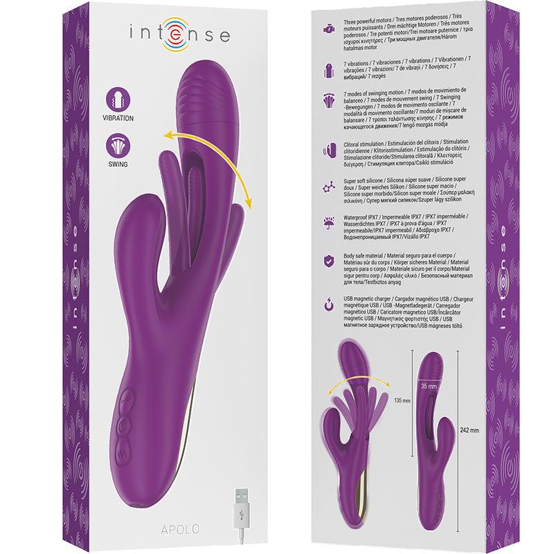 INTENSE APOLO VIBRADOR MULTIFUNCaO RECARREGaVEL 7 VIBRACoES COM LiNGUA OSCILANTE ROXA