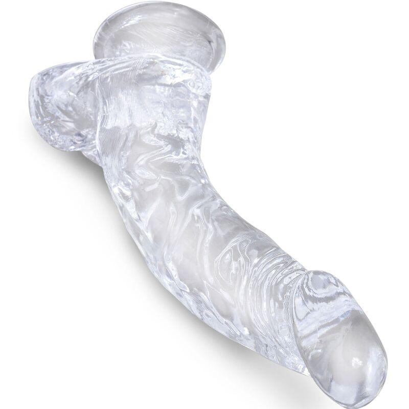 KING COCK CLEAR PeNIS CURVADO REALISTA COM BOLAS 165 CM TRANSPARENTE