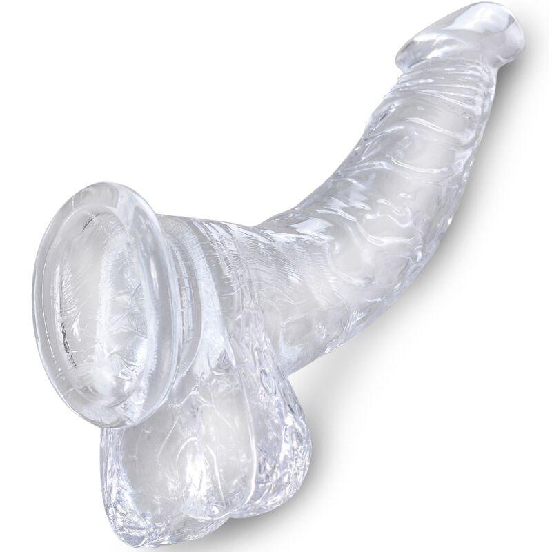 KING COCK CLEAR PeNIS CURVADO REALISTA COM BOLAS 165 CM TRANSPARENTE