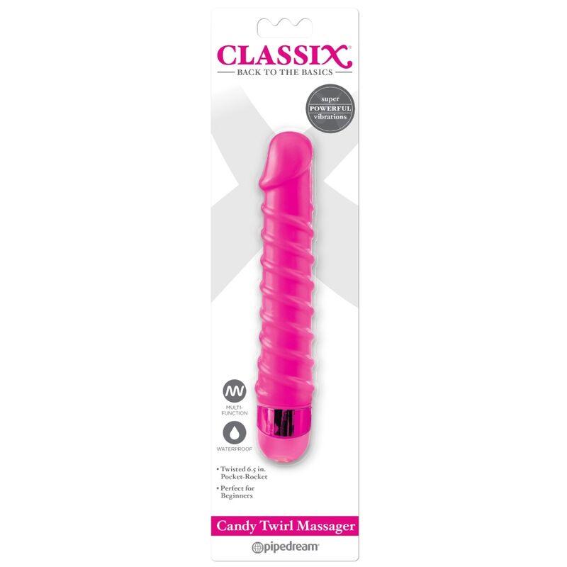 CLASSIX MASSAGER VIBRANTE CANDY TWIRL 165 CM ROSA