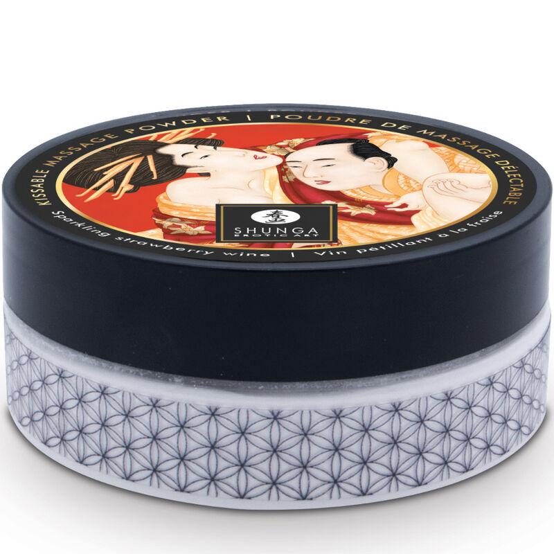 SHUNGA KIT DE Po DE MASSAGEM COMESTiVEL DE MORANGO