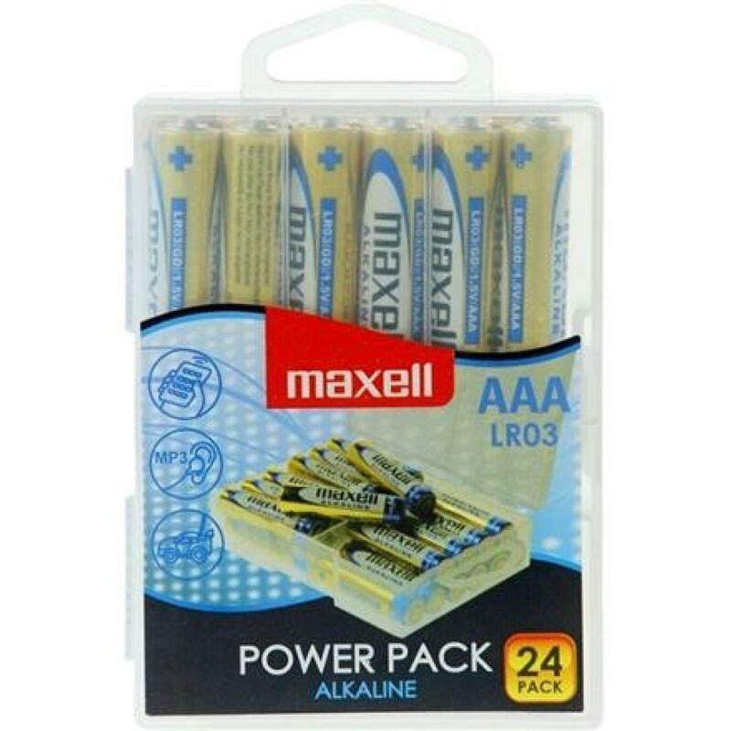 MAXELL PACOTE DE PILHA ALCALINA AAA LR03 24 PILHAS