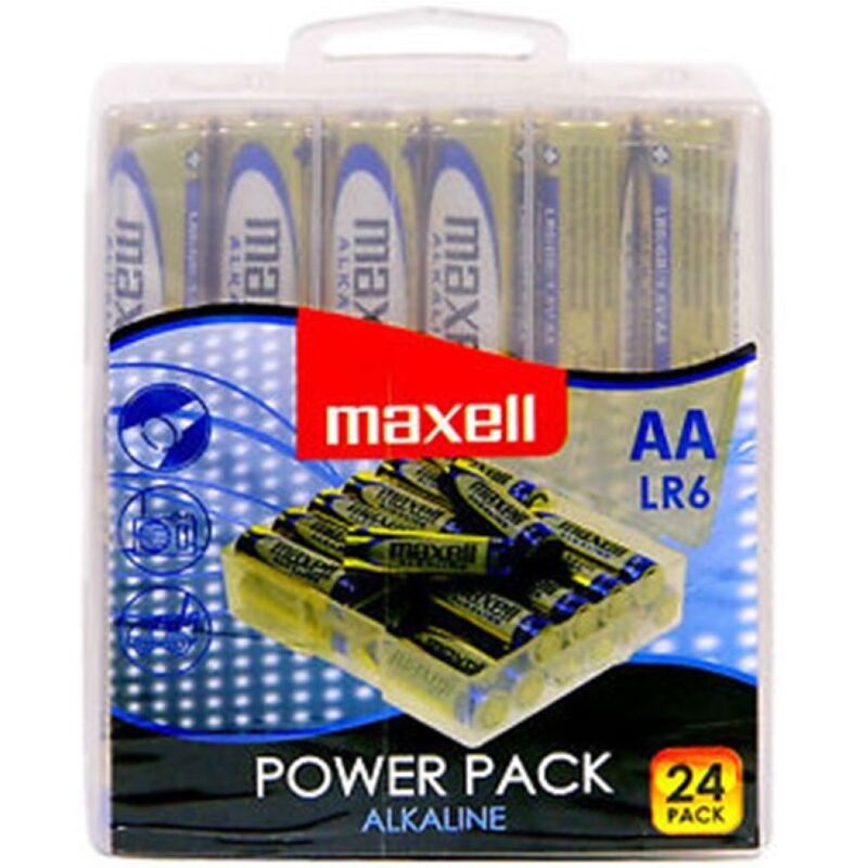 MAXELL PACOTE DE BATERIA ALCALINA AA LR6 24 PILHAS