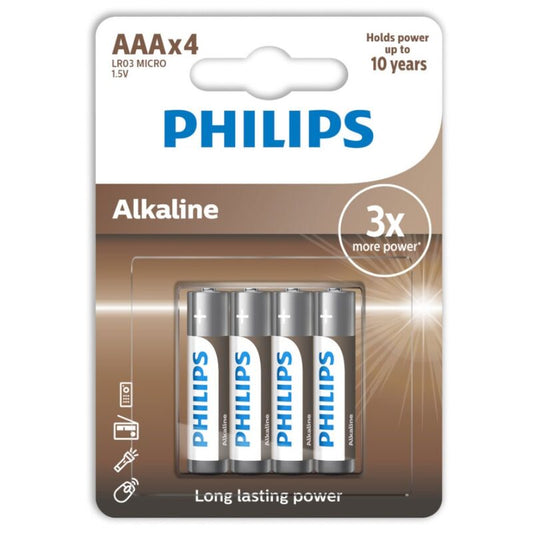 PHILIPS BATERIA ALCALINA AAA LR03 4 PACK