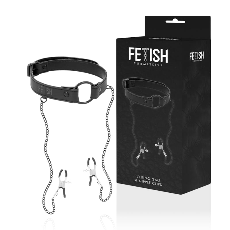 FETISH SUBMISSIVE ANEL DE GAG COM GRAMPOS DE BICO