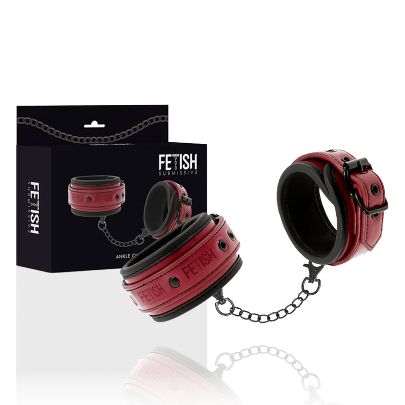 FETISH SUBMISSIVE DARK ROOM ALGEMAS DE TORNOZELO DE COURO VEGANO COM FORRO DE NEOPRENE