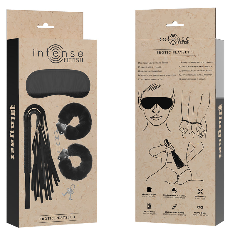 INTENSE FETISH PLAYSET ERoTICO 1 COM ALGEMAS MaSCARA CEGA E FLOGGER