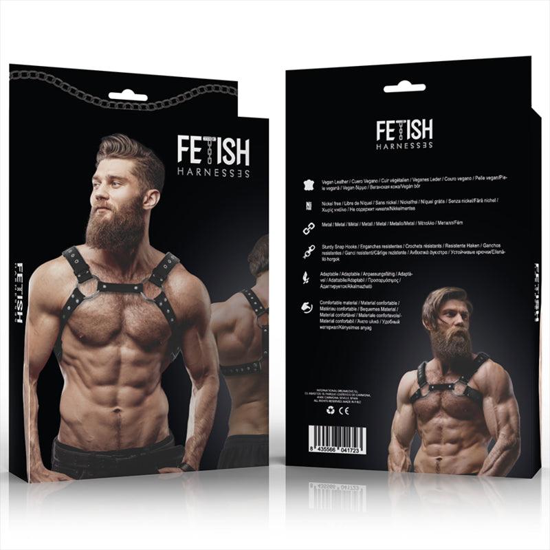 FETISH SUBMISSIVE ATTITUDE ARNeS DE PEITO DE COURO ECO MASCULINO COM PREGOS