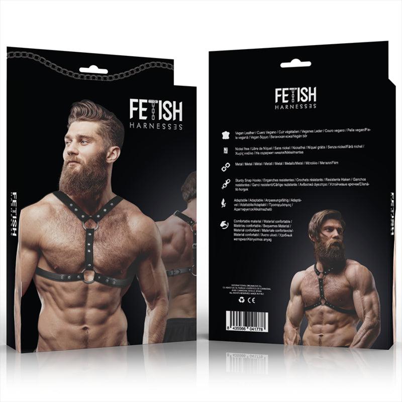 FETISH SUBMISSIVE ATTITUDE ARNeS DE PEITO DE COURO ECO COM APOIO DUPLO E PREGOS PARA HOMENS