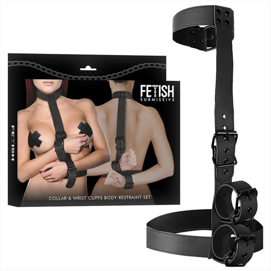 FETISH SUBMISSIVE BONDAGE CONJUNTO DE RESTRAINT CORPORAL DE COLAR E PULSO