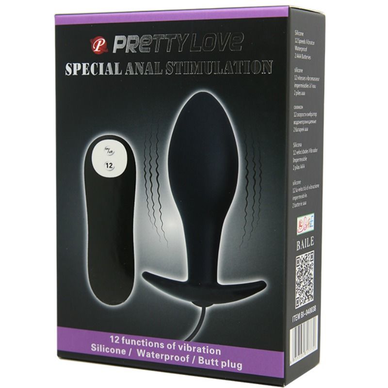 PRETTY LOVE PLUG ANAL NCORA FORMA SILICONE 12 MODOS DE VIBRAO PRETO