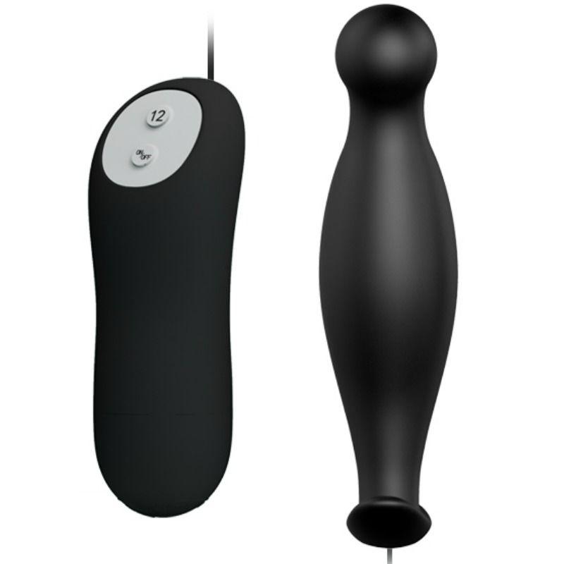 PRETTY LOVE PLUG ANAL DE SILICONE 12 MODOS DE VIBRAO PRETO