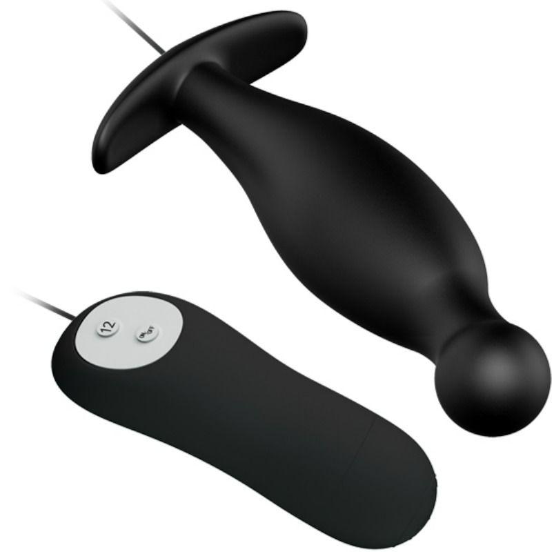 PRETTY LOVE PLUG ANAL DE SILICONE 12 MODOS DE VIBRAO PRETO