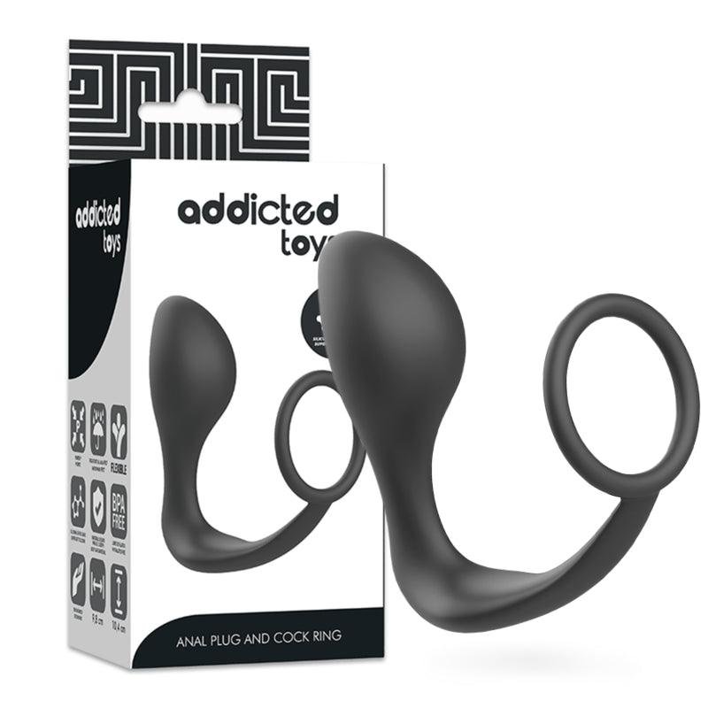 ADDICTED TOYS PLUG ANAL COM ANEL DE SILICONE PRETO