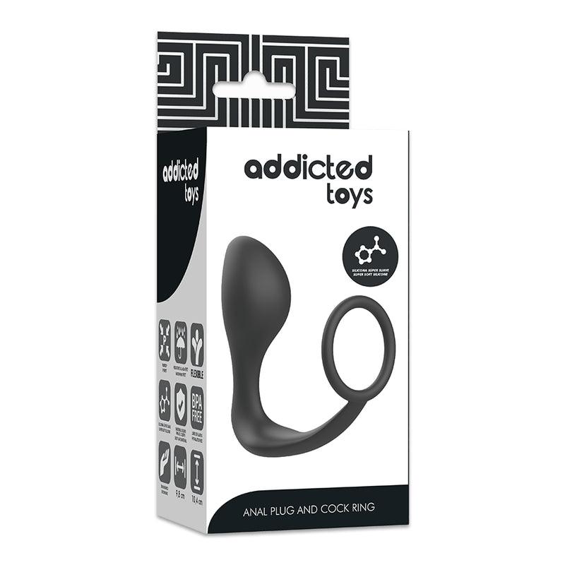 ADDICTED TOYS PLUG ANAL COM ANEL DE SILICONE PRETO