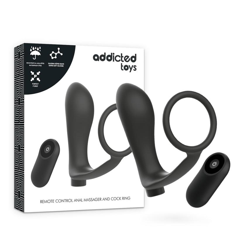 ADDICTED TOYS ANEL DE PeNIS COM CONTROLE REMOTO PLUG ANAL PRETO RECARREGVEL