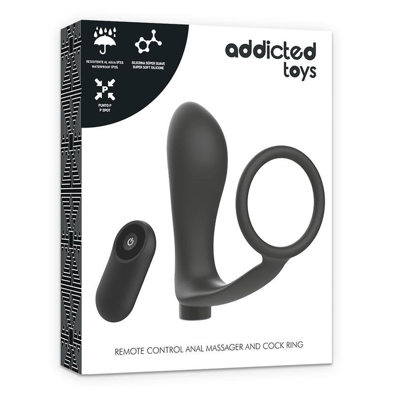 ADDICTED TOYS ANEL DE PeNIS COM CONTROLE REMOTO PLUG ANAL PRETO RECARREGVEL