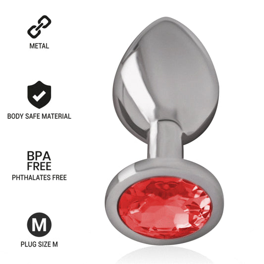 INTENSE PLUG ANAL DE METAL COM CRISTAL VERMELHO TAMANHO M