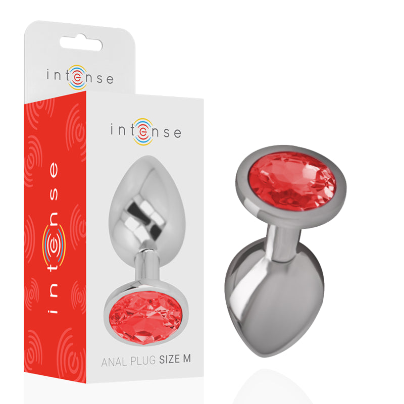 INTENSE PLUG ANAL DE METAL COM CRISTAL VERMELHO TAMANHO M