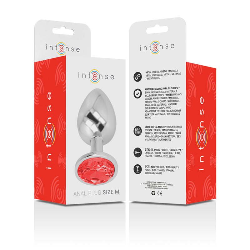 INTENSE PLUG ANAL DE METAL COM CRISTAL VERMELHO TAMANHO M