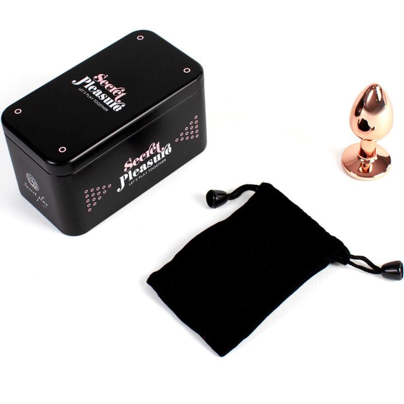 SECRETPLAY PLUG ANAL DE METAL OURO ROSA TAMANHO PEQUENO 7 CM