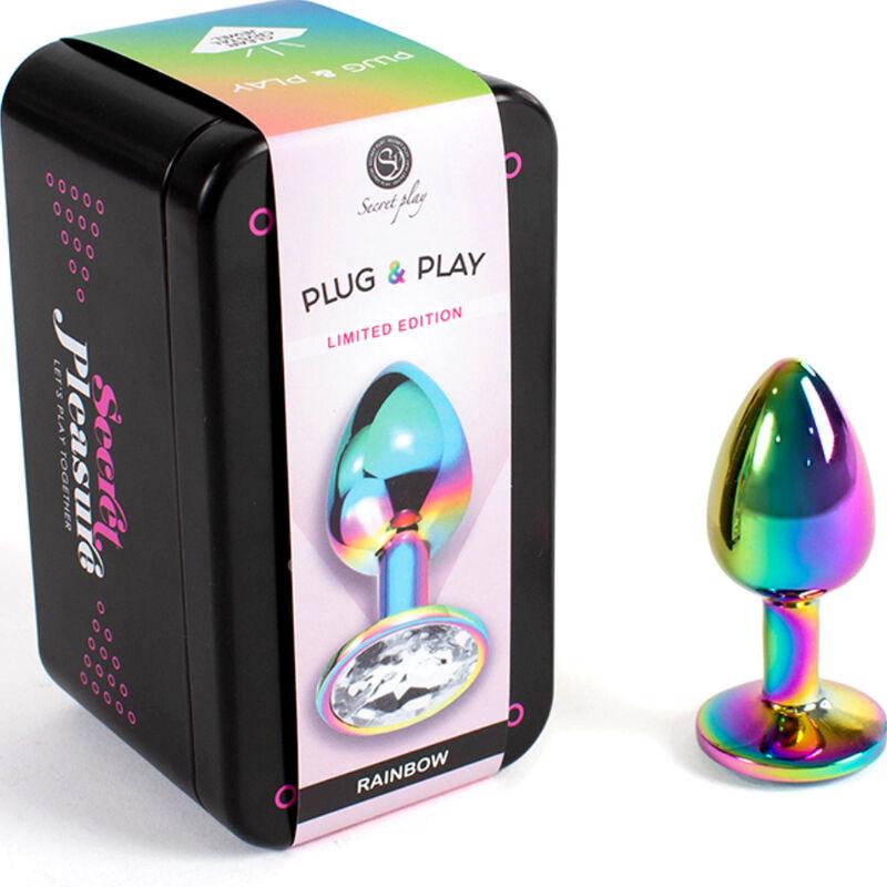 SECRETPLAY PLUG ANAL DE METAL ARCO iRIS TAMANHO PEQUENO 7 CM