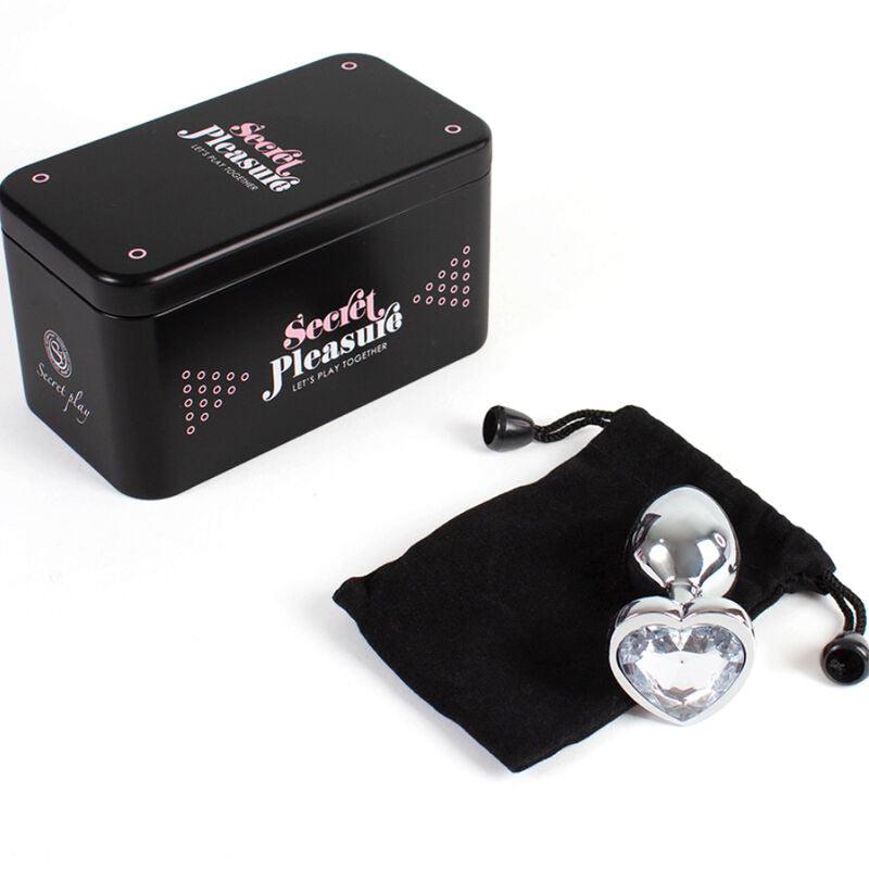 SECRETPLAY PLUG ANAL DE METAL CORAO DE CRISTAL TRANSPARENTE TAMANHO PEQUENO 7 CM