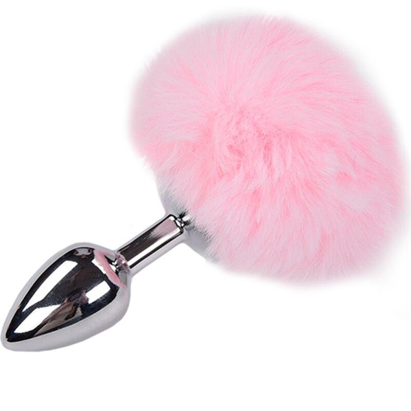 ALIVE PLUG PRAZER ANAL METAL LISO FLUFFY ROSA TAMANHO S