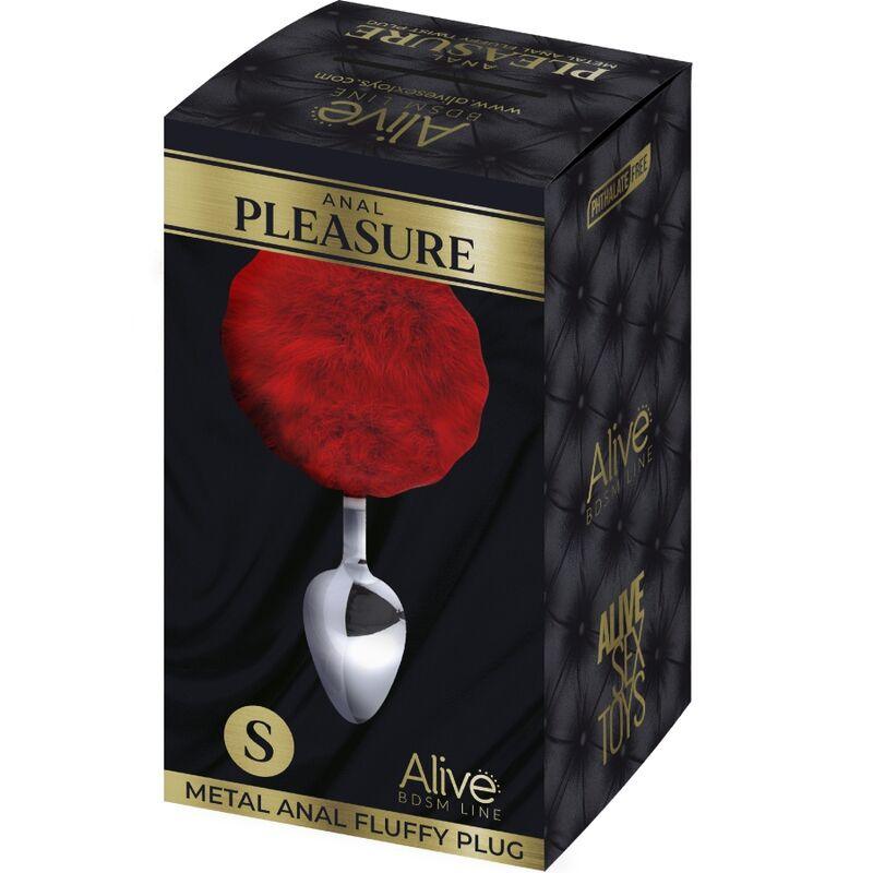 ALIVE PLUG DE PRAZER ANAL METAL LISO FLUFFY VERMELHO TAMANHO S