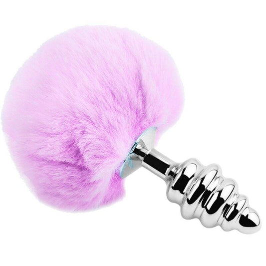 ALIVE PLUG DE PRAZER ANAL ESPIRAL METAL FLUFFY VIOLETA TAMANHO S