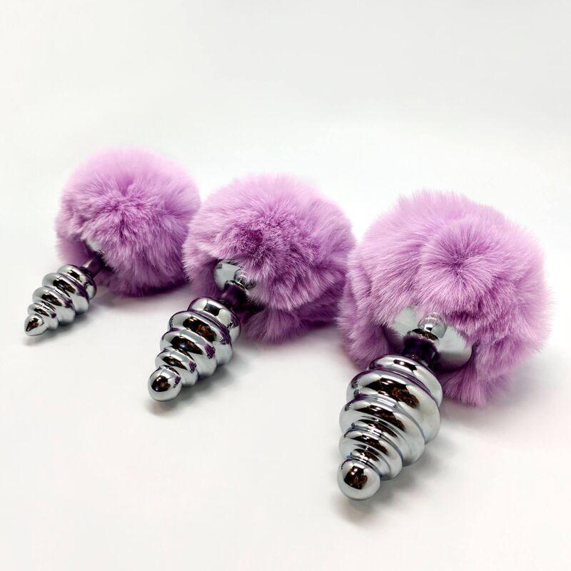 ALIVE PLUG DE PRAZER ANAL ESPIRAL METAL FLUFFY VIOLETA TAMANHO S