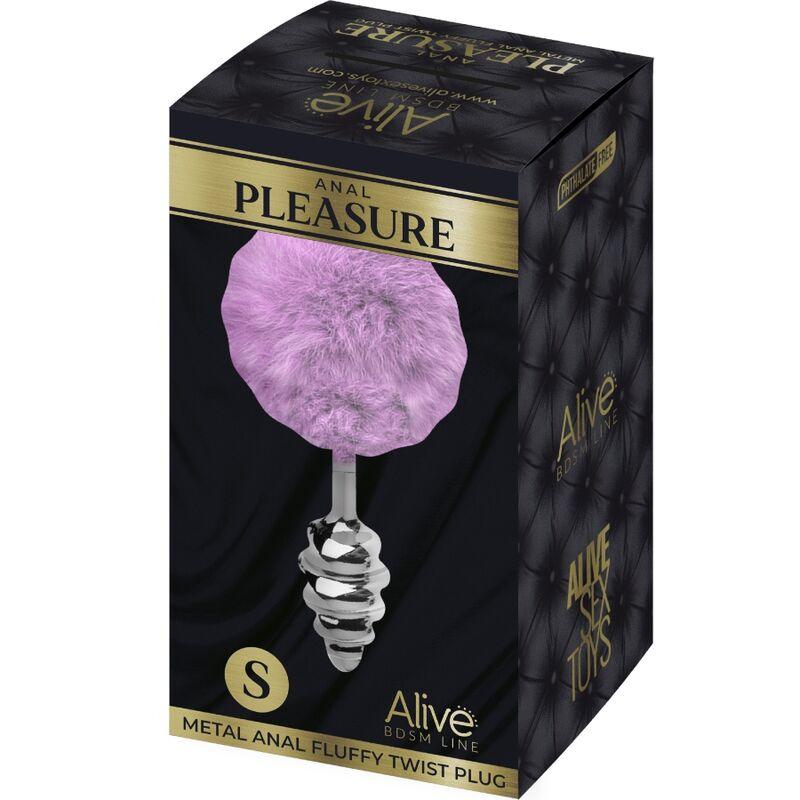 ALIVE PLUG DE PRAZER ANAL ESPIRAL METAL FLUFFY VIOLETA TAMANHO S