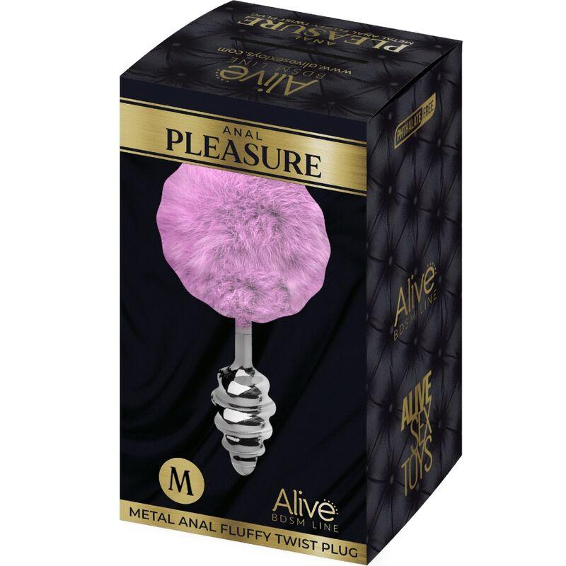 ALIVE PLUG PRAZER ANAL ESPIRAL METAL FLUFFY VIOLETA TAMANHO M