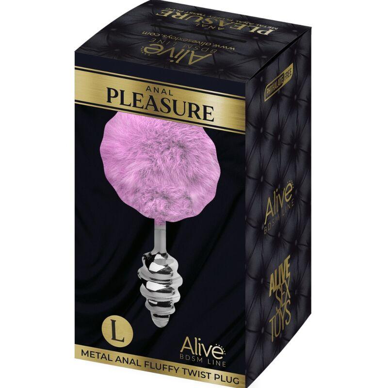 ALIVE PLUG DE PRAZER ANAL ESPIRAL METAL FLUFFY VIOLETA TAMANHO L