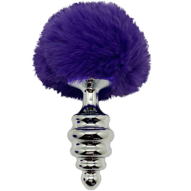 ALIVE PLUG DE PRAZER ANAL ESPIRAL METAL FLUFFY DARK VIOLET TAMANHO S