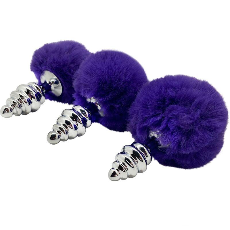 ALIVE PLUG DE PRAZER ANAL ESPIRAL METAL FLUFFY DARK VIOLET TAMANHO S