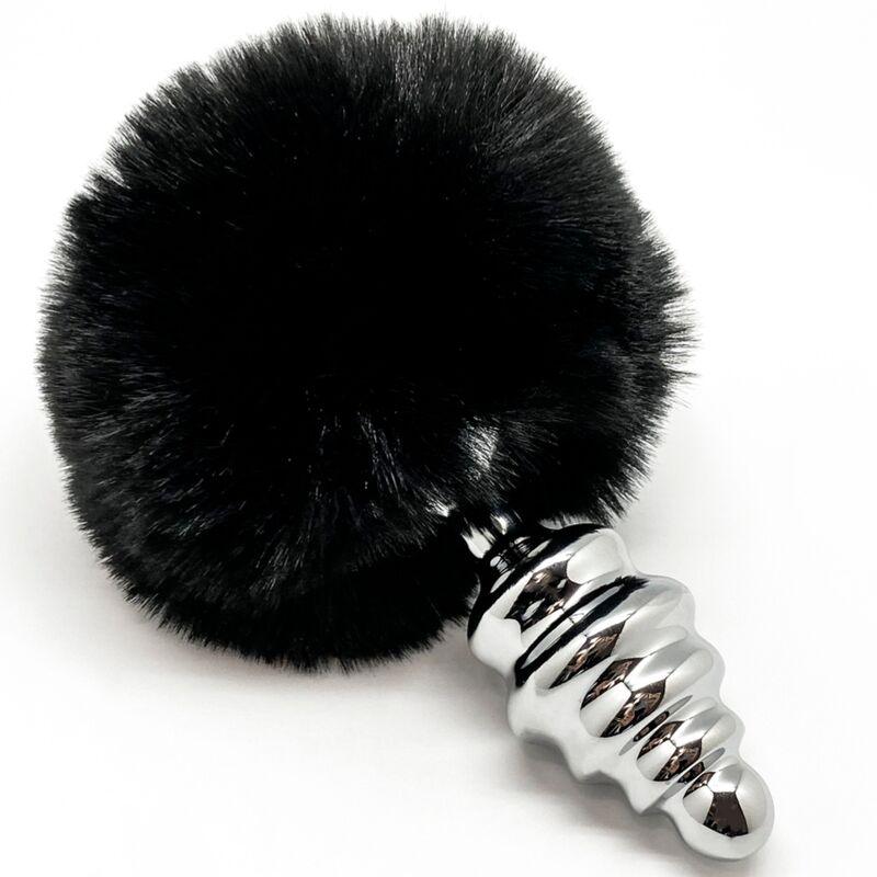 ALIVE PLUG DE PRAZER ANAL ESPIRAL METAL FLUFFY PRETO TAMANHO S