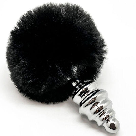 ALIVE PLUG DE PRAZER ANAL ESPIRAL METAL FLUFFY PRETO TAMANHO M