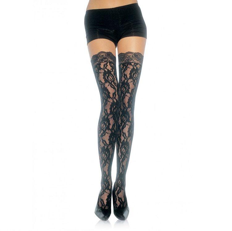 LEG AVENUE MEIAS DE RENDA FLORAL