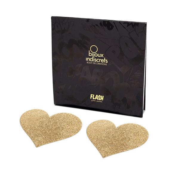 BIJOUX INDISCRETS FLASH GOLDEN HEART NIPPLE COVERS