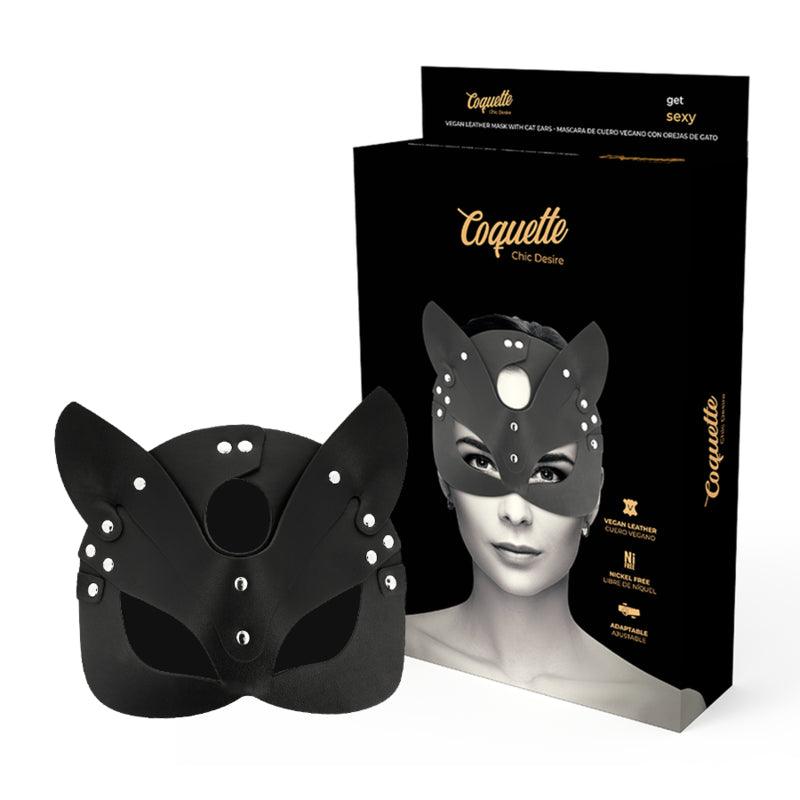 COQUETTE CHIC DESIRE MSCARA DE COURO VEGANO COM ORELHAS DE GATO