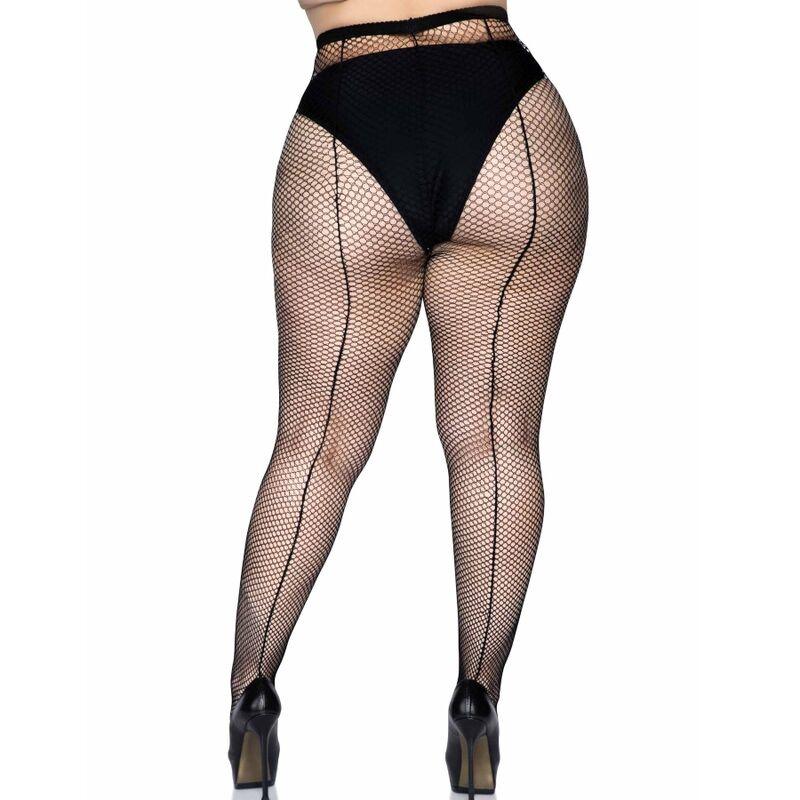 LEG AVENUE MEIA CALA BACKSEAM PRETA PLUS SIZE