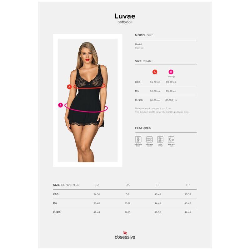 OBSESSIVE BABYDOLL E LUVAE TANGA PRETO XS S